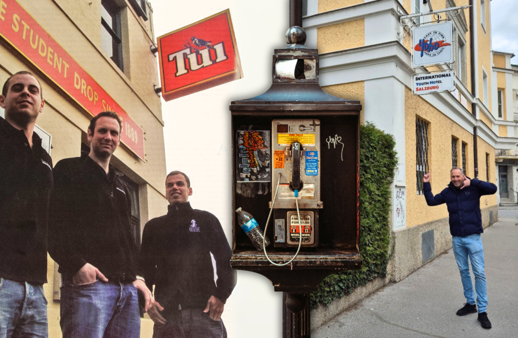 Dave Bulling Outside the Soho Backpackers in Austria